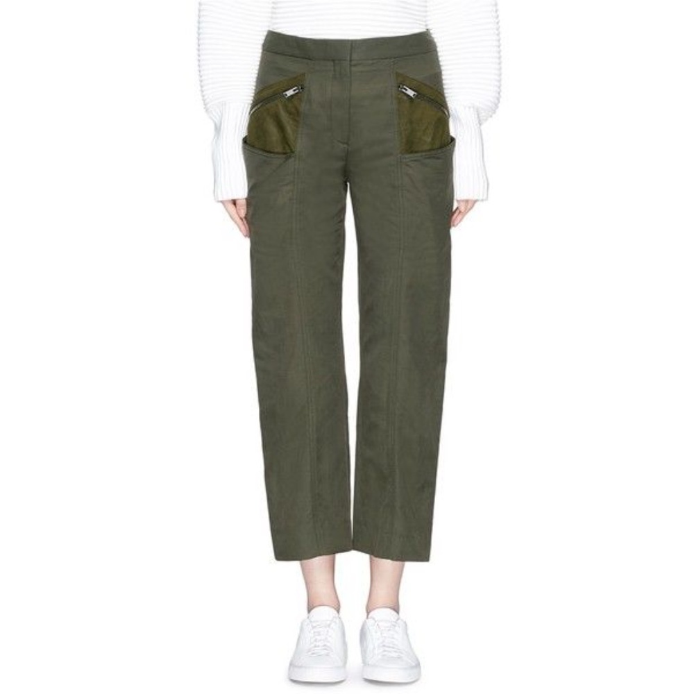 Stella McCartney Olive Green Cropped Cargo Pants